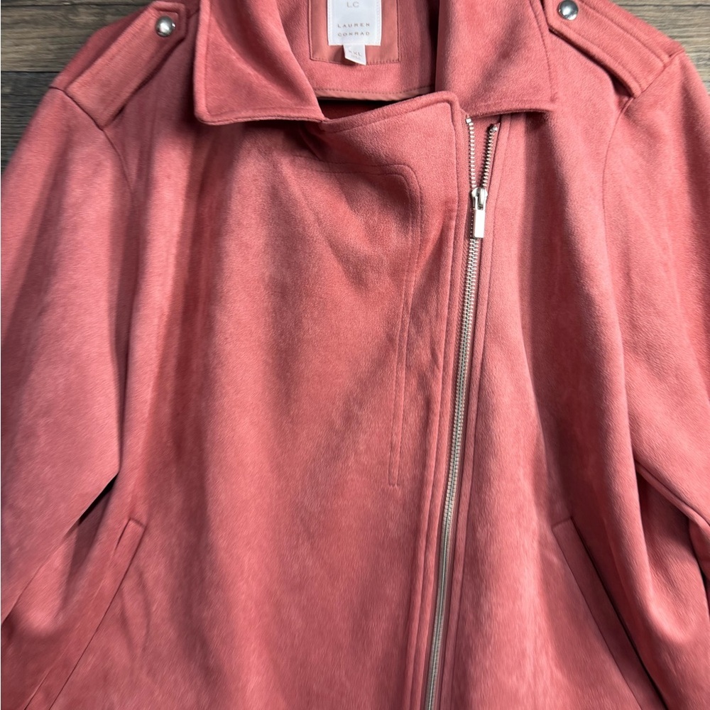 Dusty Rose Moto Jacket - Women’s Zip-Up Coat - Picture 8 of 8